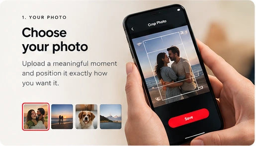 Upload your memory and adjust the crop.